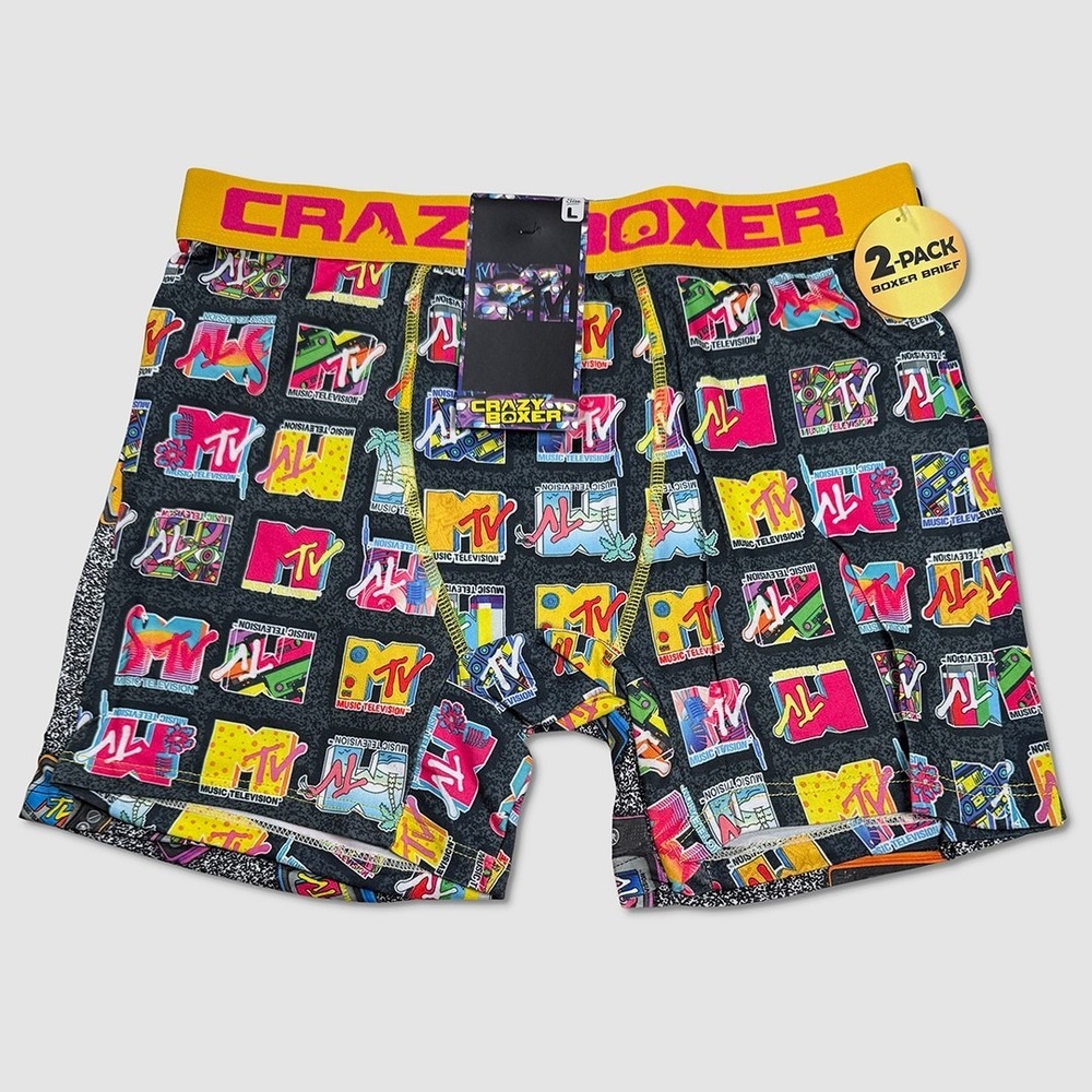 Crazy Boxer Briefs / Underwear - NWT Mens Large (36-38) 2-Pack Multi - #49719-M2